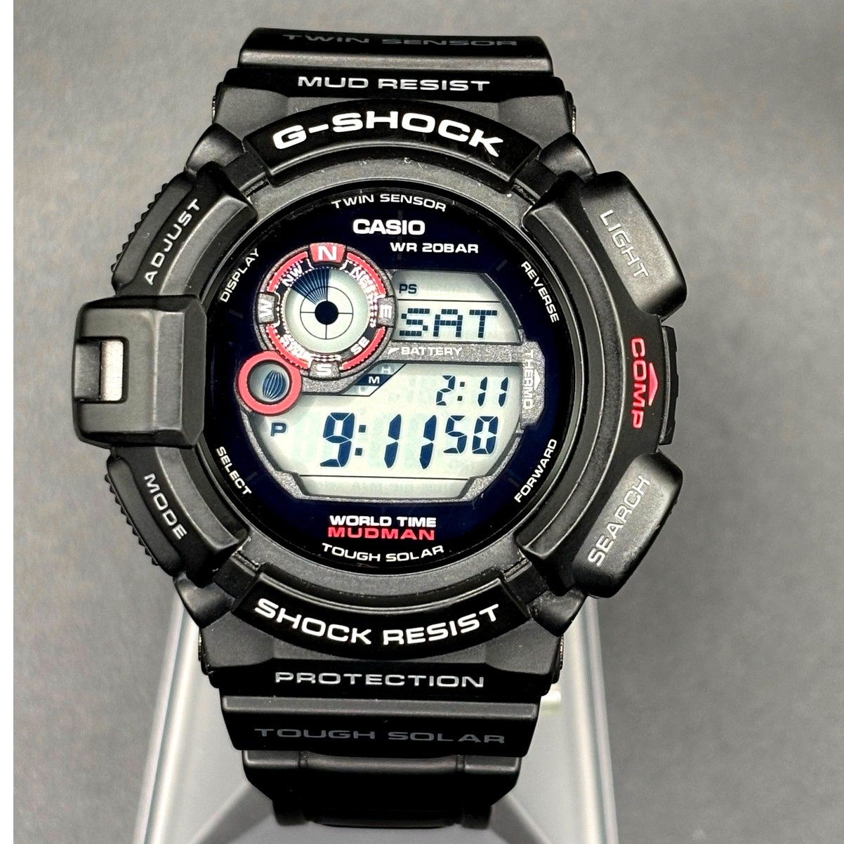 Casio G-Shock Mudman G9300-1 Tough Solar Twin Sensor Digital Men’s Watch