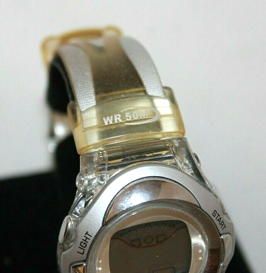 TGHK AW91-240 SILVER & CLEAR COLORED RUBBER BRACELET WATCH ATHLETIC WATER RESIST