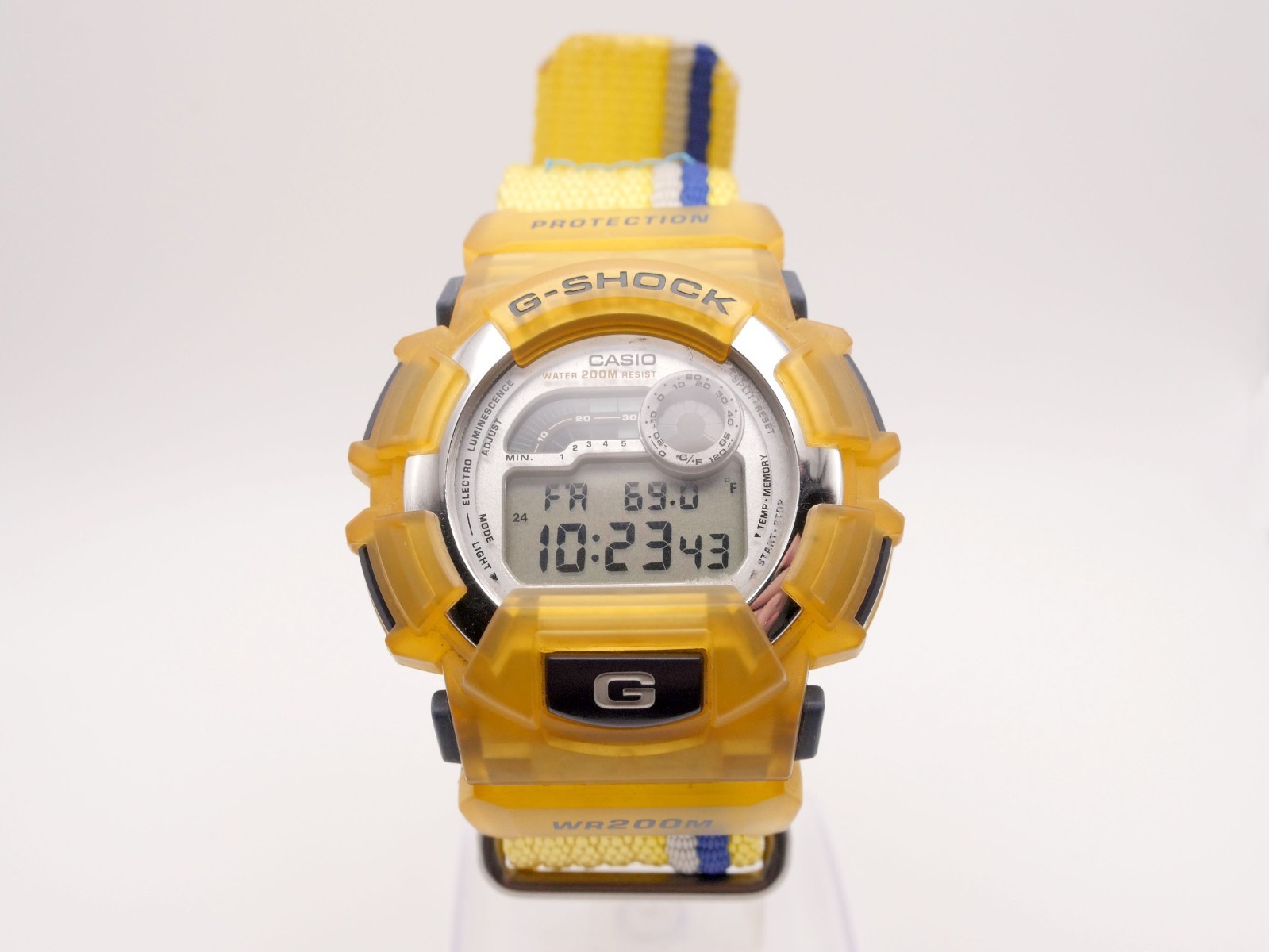 Vintage Casio G-Shock DW-9500 Yellow Patina w/ New Black NATO Strap