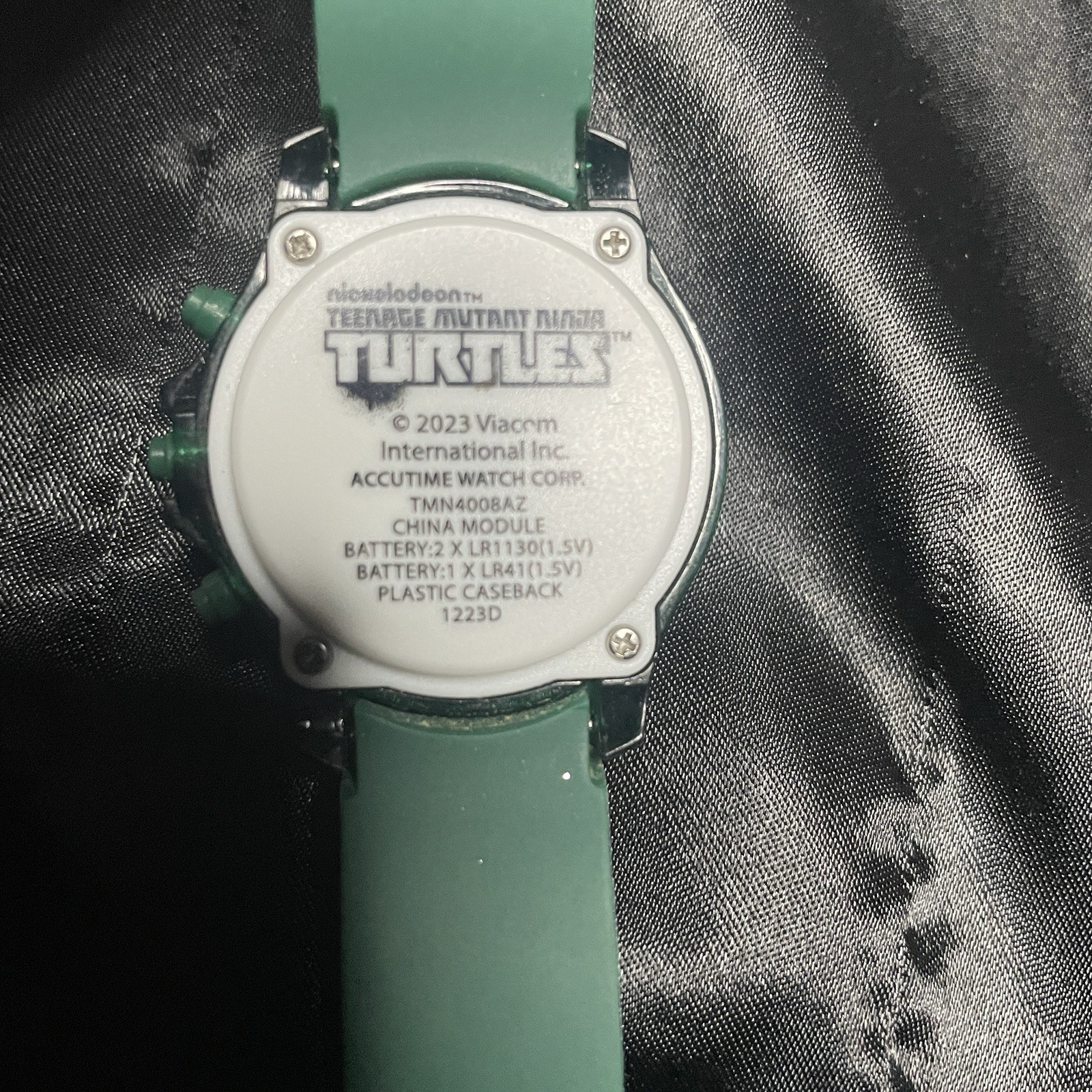 TMNT Accutime Unisex Kids LED Wristwatch Green Rubber Band Chronograph Bezel