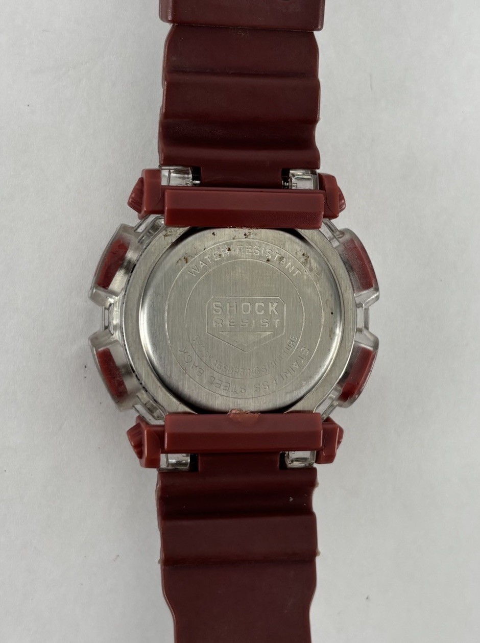 Casio G-Shock DW-9500 48mm Clear/Red Digital Quartz Watch w/Band & New Battery