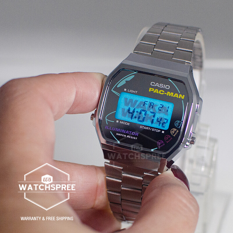 Casio Digital Vintage x PAC-MAN Model Stainless Steel Band Watch A168WEPC-7A