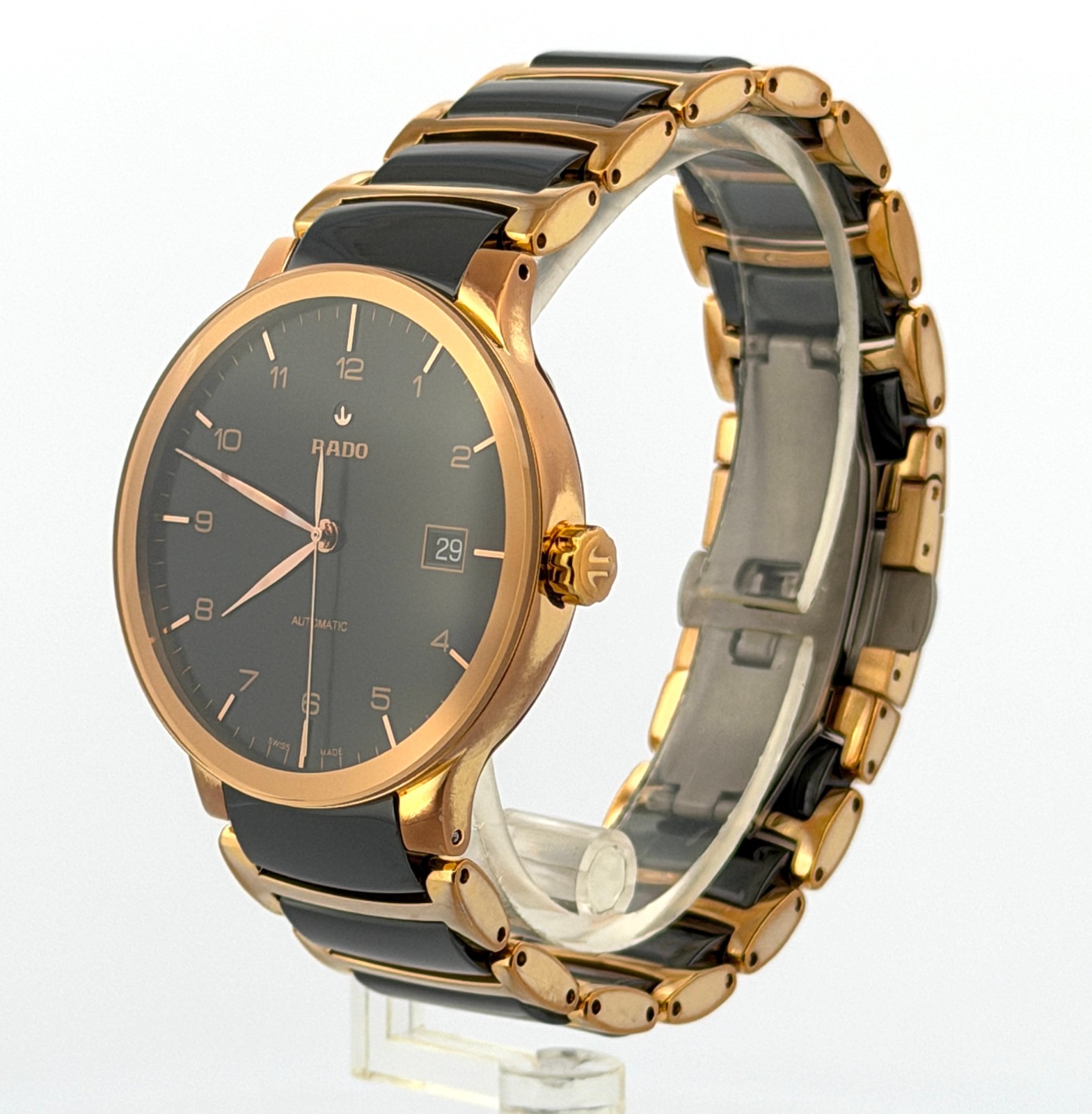 Rado Centrix Automatic 38mm Gold Tone Stainless Steel Ceramic Mens Watch