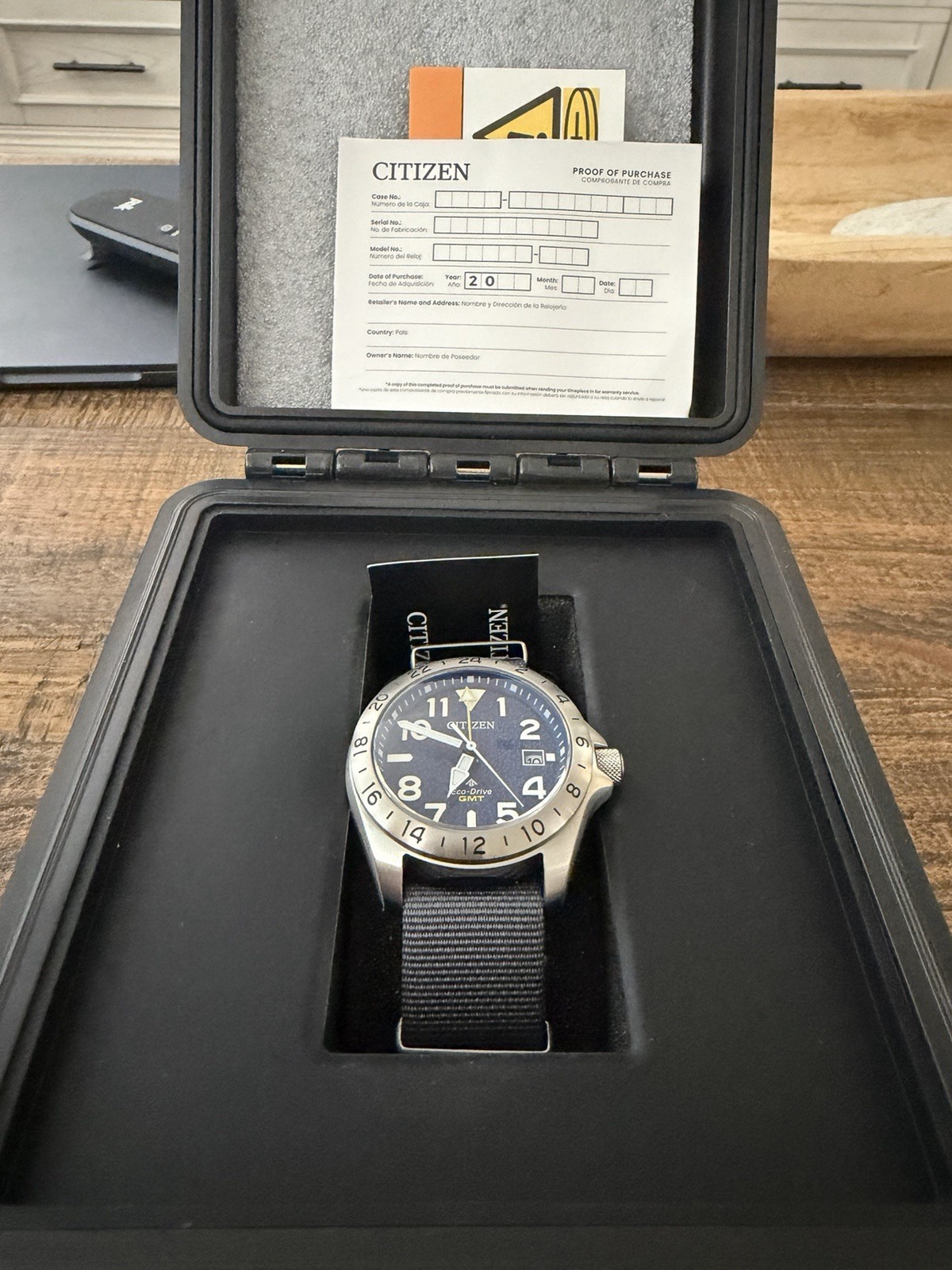 Citizen Promaster Land GMT Sapphire Glass Blue Dial Grey Strap– BJ7150-09L