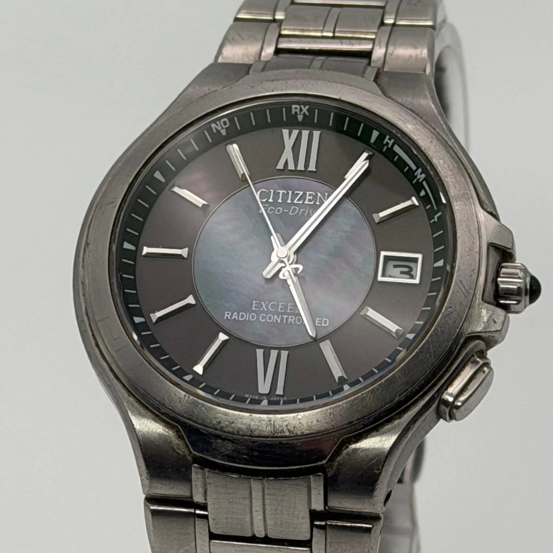 CITIZEN EXCEED H410-T003826 Titanium Solar Radio Eco-Drive 1.48in Silver Watch
