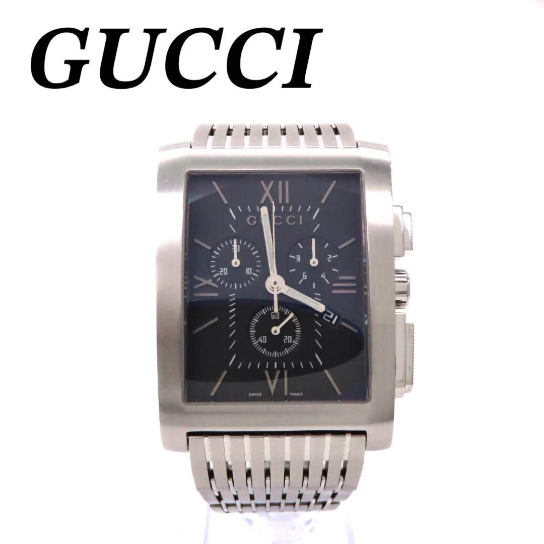 GUCCI 8600M G-Metro Chronograph Black Dial Stainless Steel Quartz 1.81×1.34