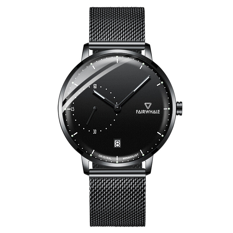 MARK FAIRWHALE Men’s Stainless Steel Calendar Luminous Waterproof Quartz Watch