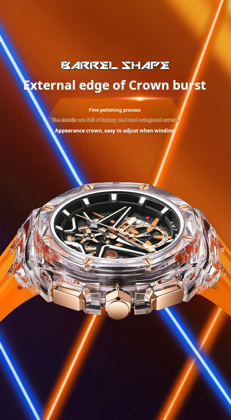 Men’s Quartz Watch Rubber Strap Waterproof Luminous Date Sport Male Wristwatch