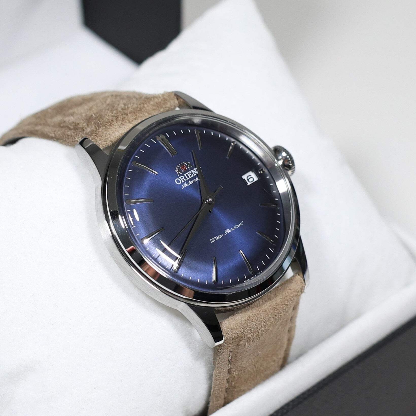 Orient Bambino Blue Dial Beige Leather Strap Men’s Classic Watch RA-AC0M12L30B