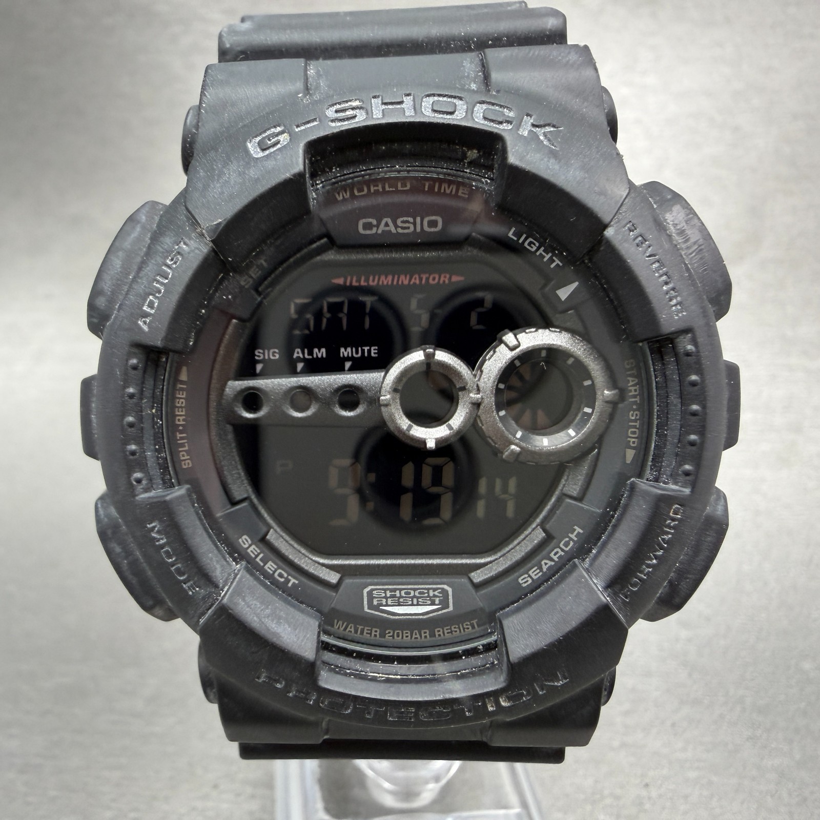 Casio G-Shock GD-100 Watch Men 51mm Black Alarm Chronograph LCD New Battery