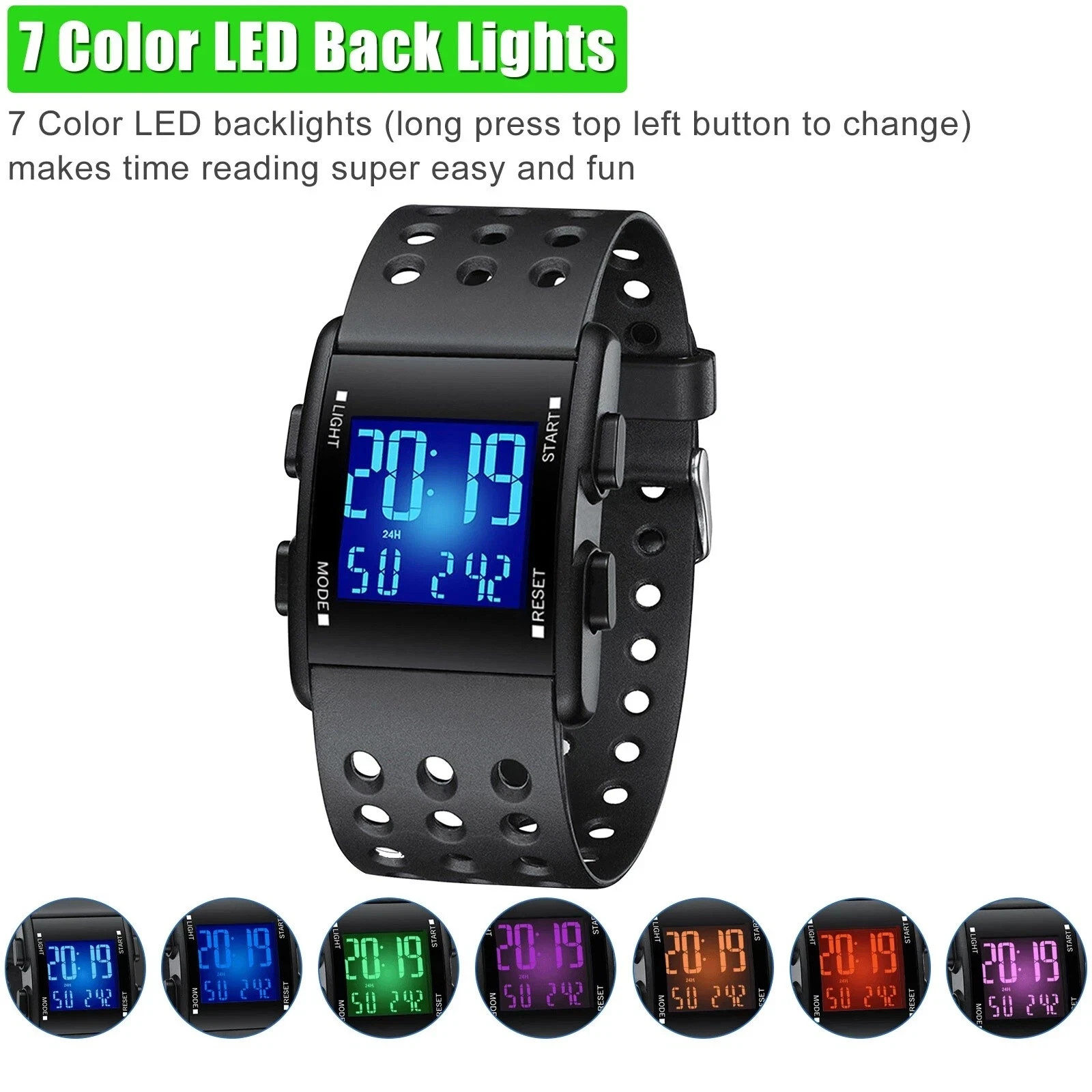 Waterproof Digital Sports Watch Military Tactical LED Backlight Wristwatch Men