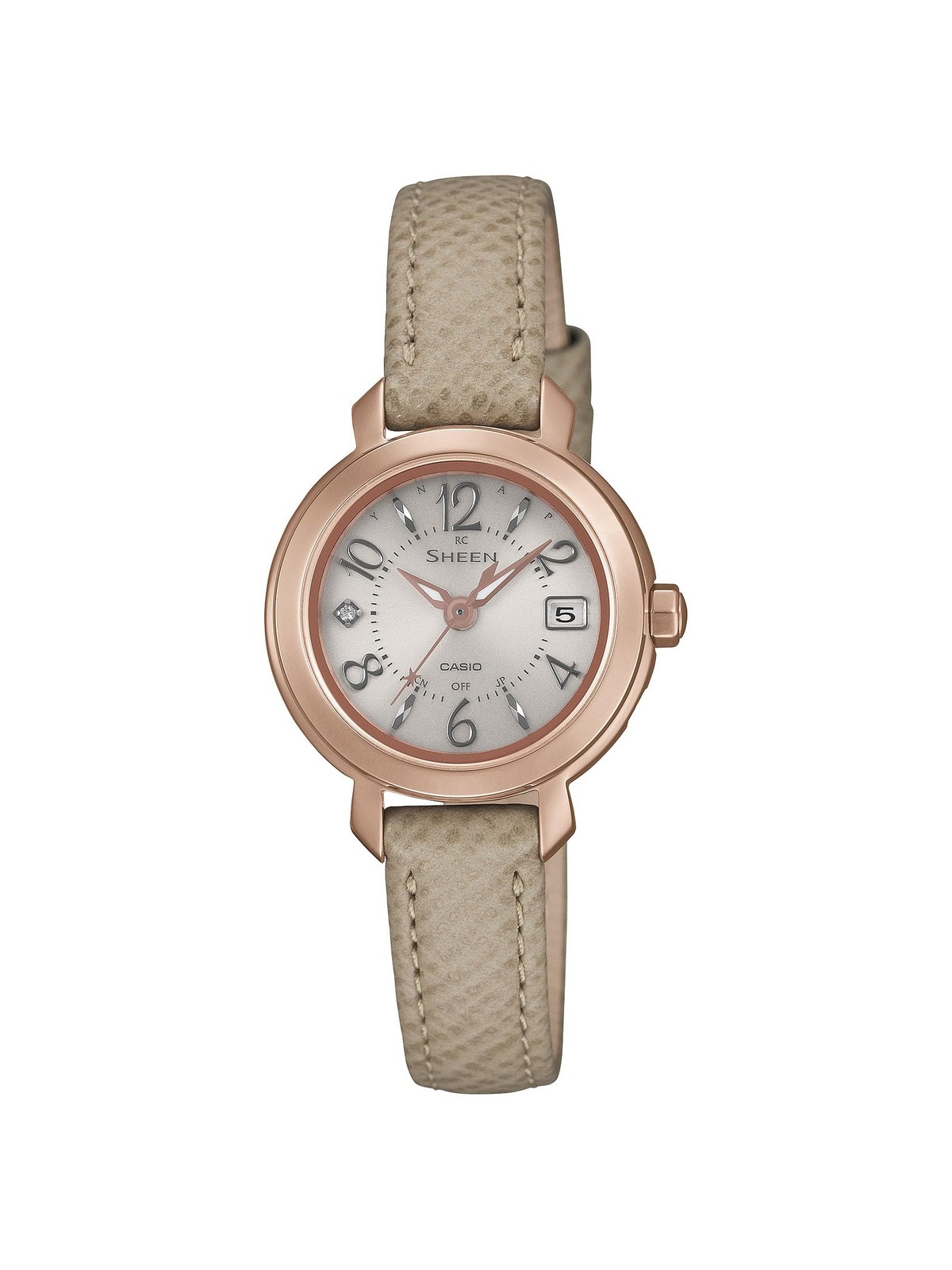 Unused CASIO SHEEN SHW-5300CGL-7AJF Beige Solar Radio Women’s Watch in Box