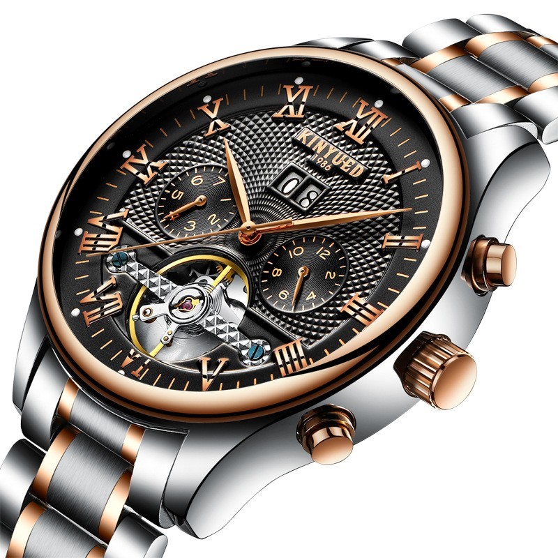 Classic Luxury Men’s Automatic Mechanical Skeleton Watch Tourbillon Dial