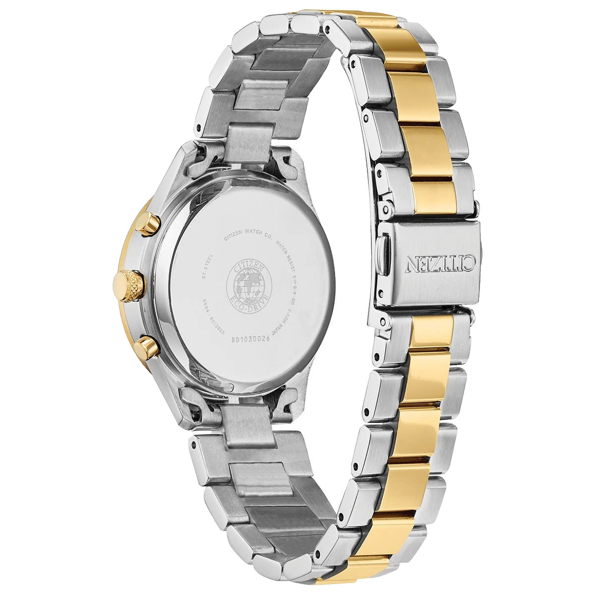 CITIZEN CHRONOGRAPH FB1444-56D WHITE DIAL TWO TONE BRACELET 32MM WOMENS WATCH