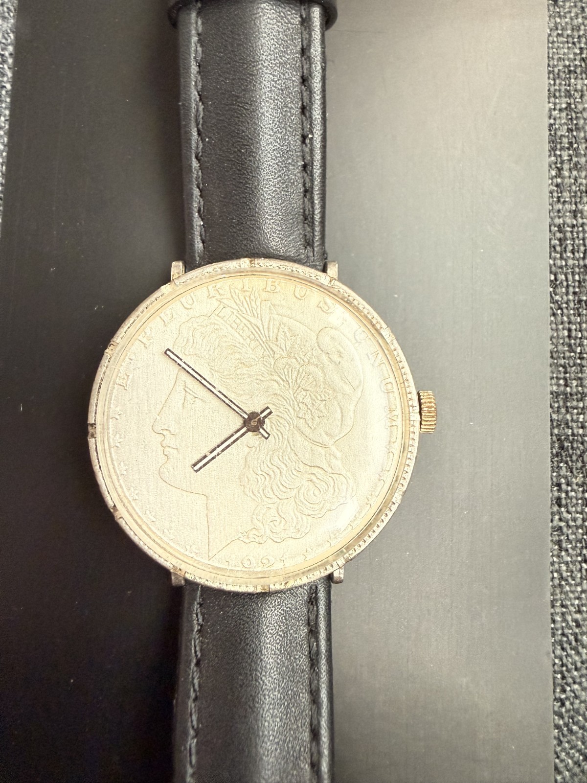 Le Jour Men’s 1921 Morgan Dollar Hand-Winding Watch w/ Leather Band