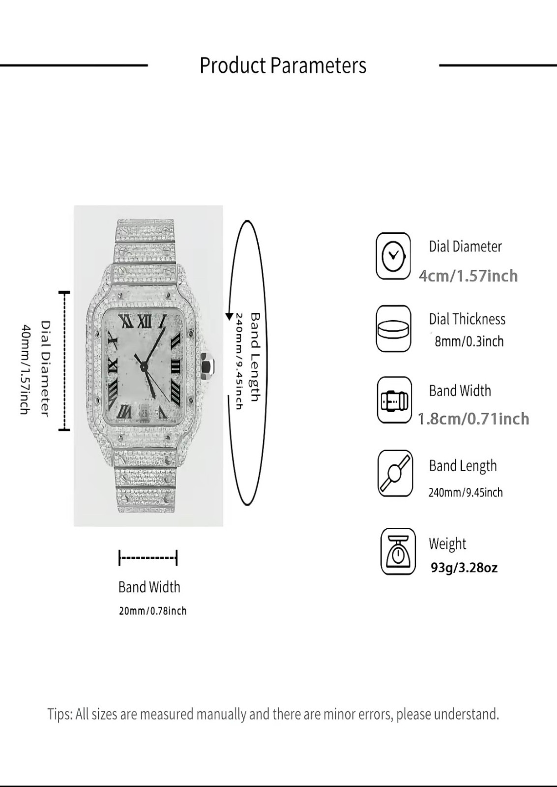 Men’s lab created gemstone watch
