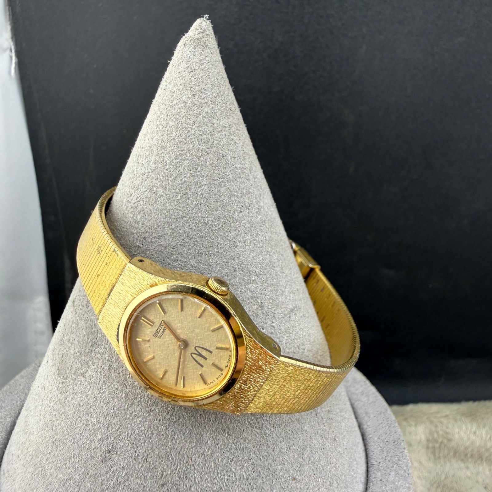 Vintage Seiko Watch Gold Tone McDonald’s Engraved “EMS” NOT RUNNING