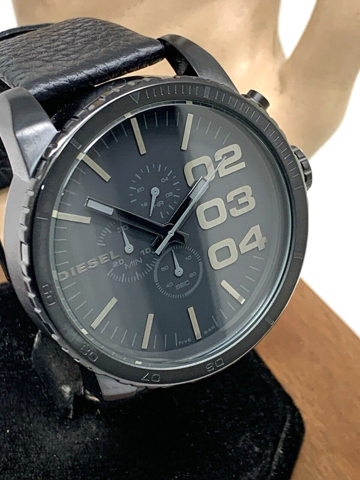 Diesel Men’s Watch DZ4216 Quartz Chronograph Black Dial Leather Band 52mm