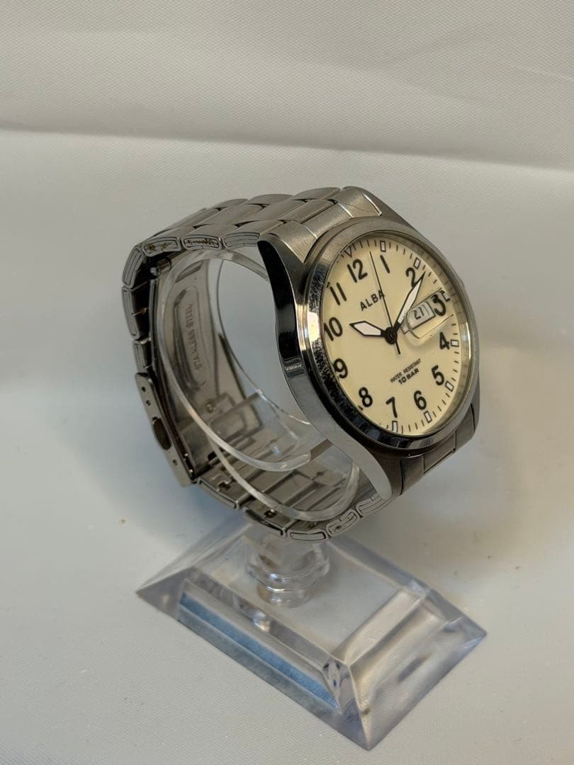 NEW battery Vintage Seiko ALBA VJ33KPBD Men’s Cream Dial Used