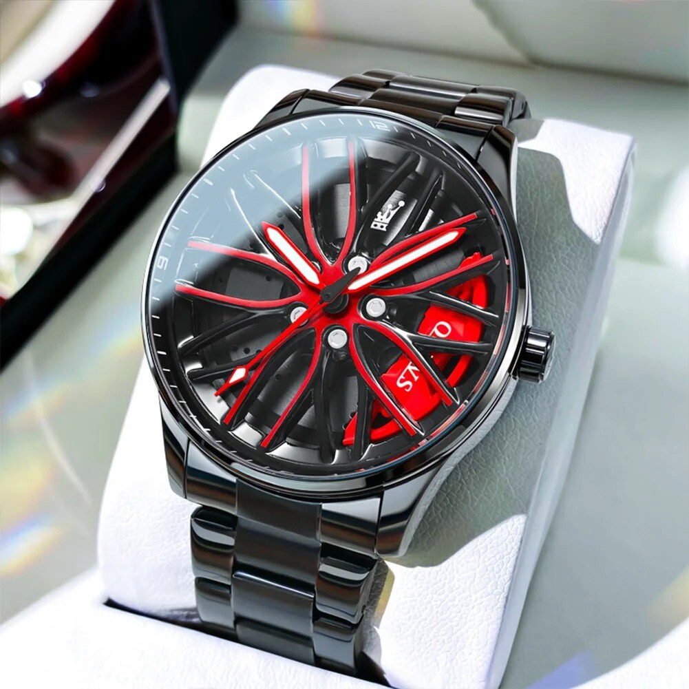 OLEVS Wheel Men’s Luxury Watch Waterproof Rotary Sport Car Rim Man Watch High