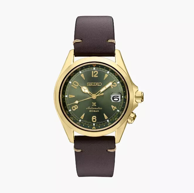 New Seiko SPB210 Prospex Men’s Green Dial 39.5mm Brown Leather Strap Watch