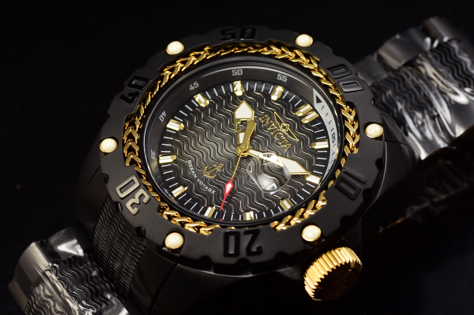 INVICTA CELESTIAL 43mm DARK Blue Dial Quartz Date CLASSIC Brown Leather Watch
