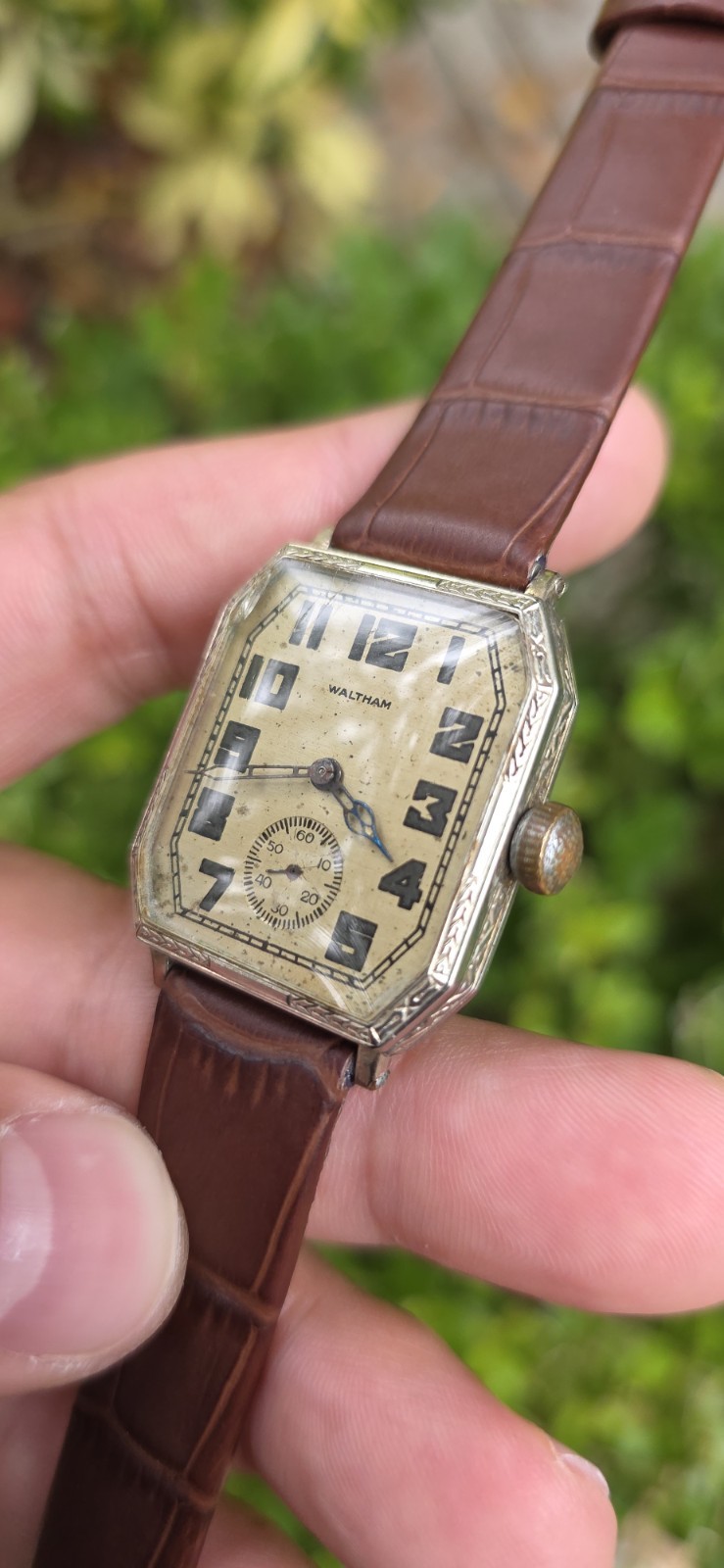 Vintage Antique 1927 Waltham Sapphire 14K WGF 15 Jewels Men’s Art Deco Watch