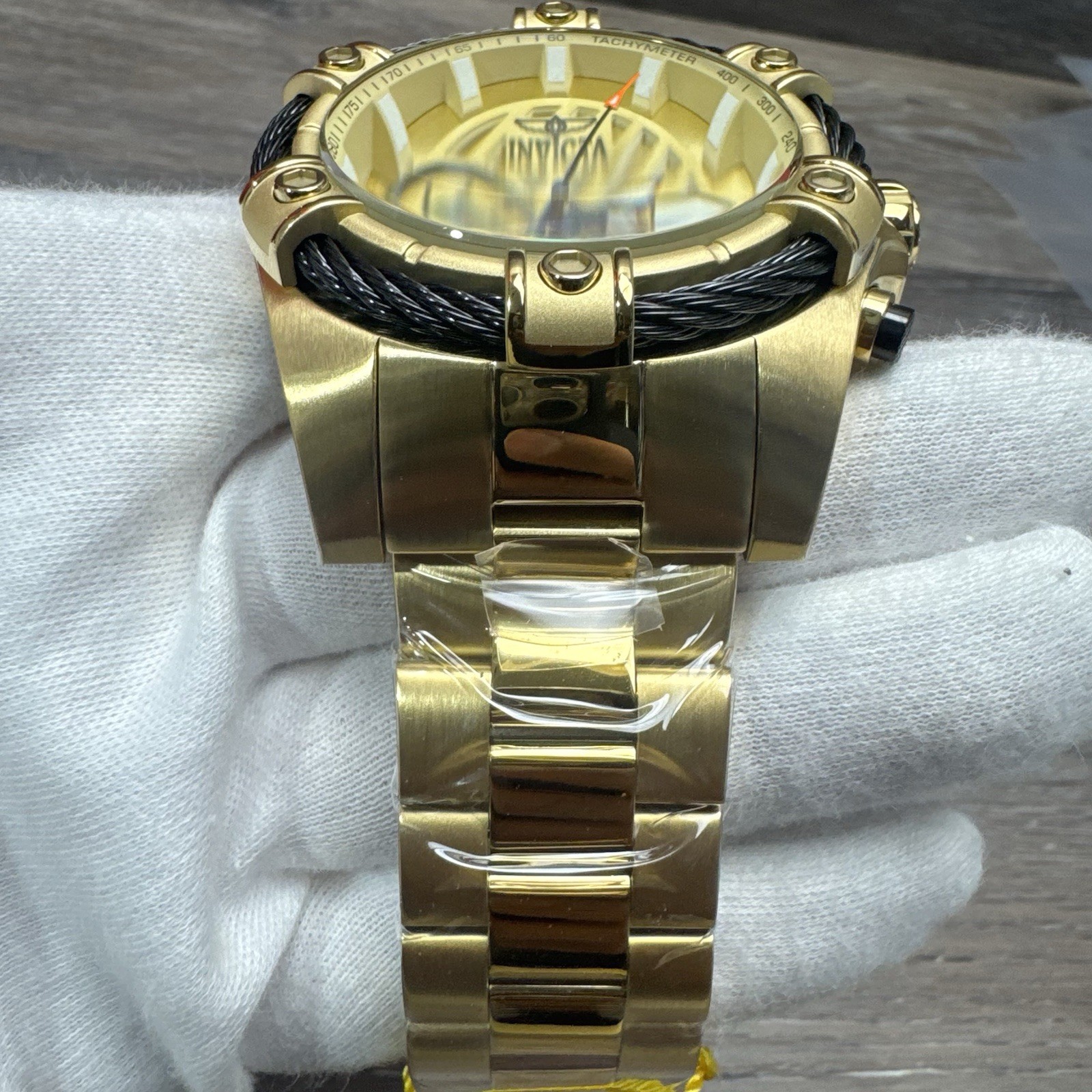Invicta Bolt Ace Men’s Watch 52mm Gold Black Stainless Steel Chronograph Heavy
