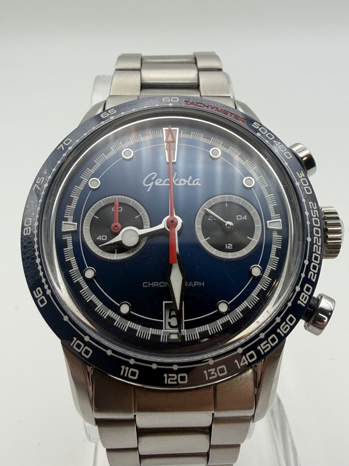 Geckota 204 BA Blue Dial Quartz Chronograph Tachymeter Date 40mm 200m