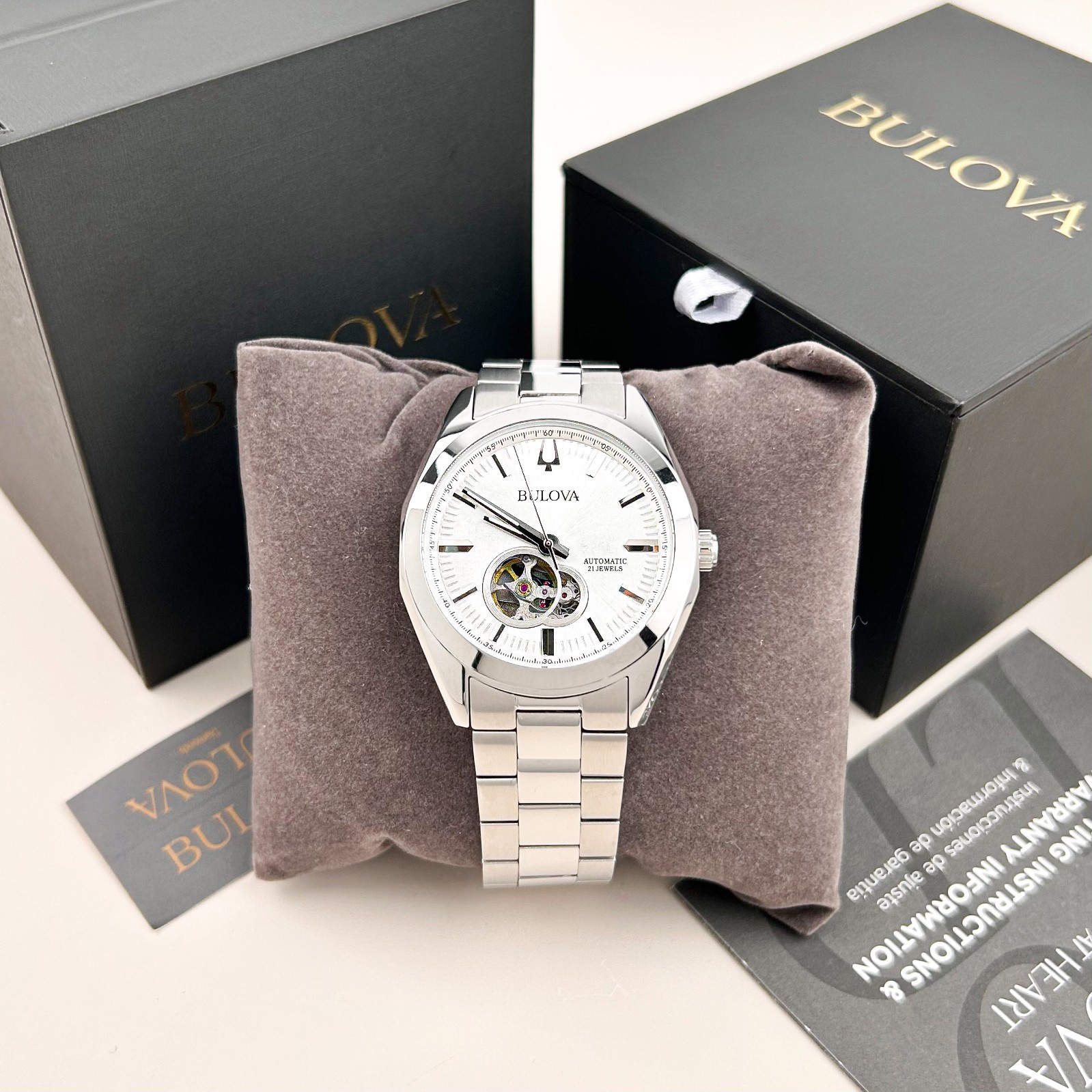 New Bulova Surveyor 96A274 Silver Dial Men’s Classic Automatic Chronograph 42mm