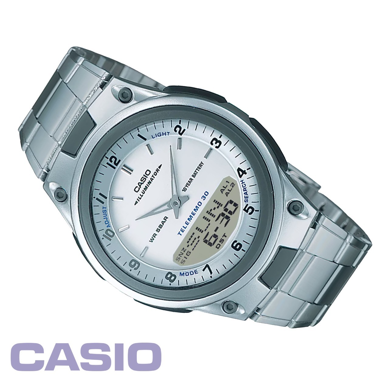 CASIO AW-80D-7AJH Ana-Digi Databank Watch Tri-Fold Clasp Band 10 Year Battery