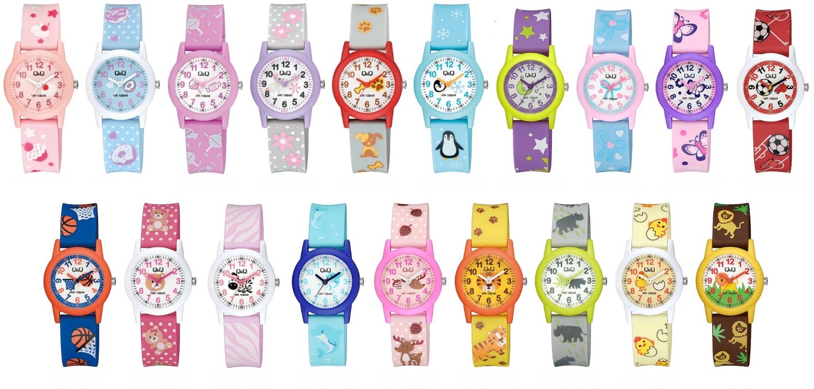 Q&Q Waterproof Kids Children Time Teacher Resin Band Unique Animal Sport Watch