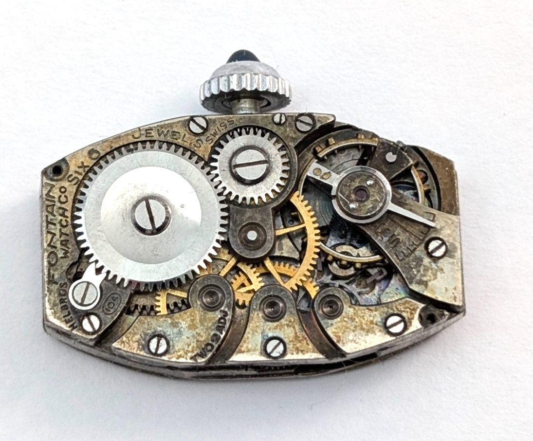 Vintage FONTAIN Helbros 10A 6j Art Deco Ladies 15mm Watch Movement PARTS REPAIR
