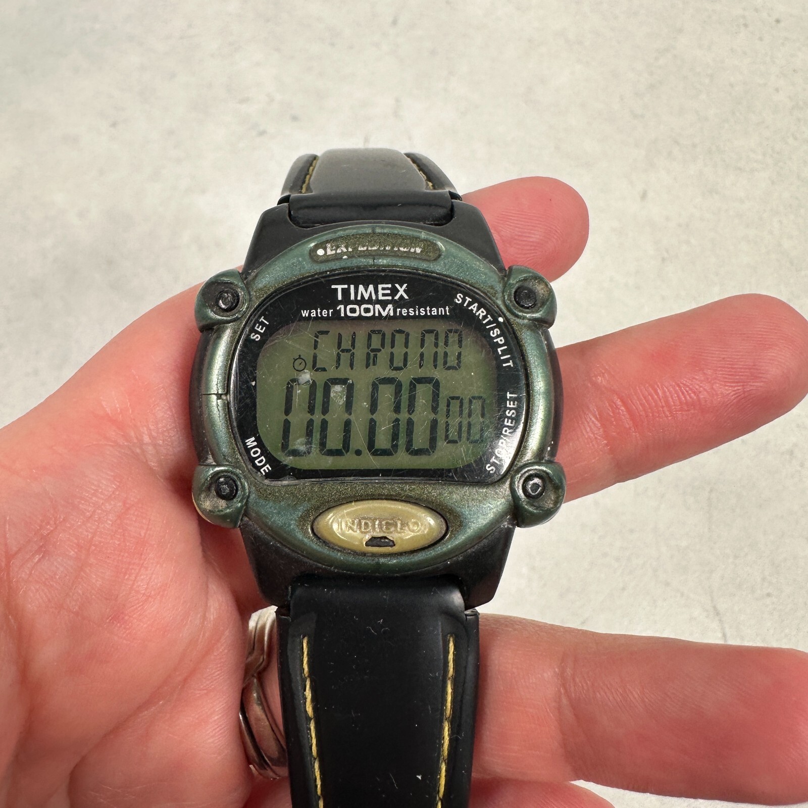 Timex Expedition Watch Mens 39mm Green Dial Digital Outdoors New Battery READ