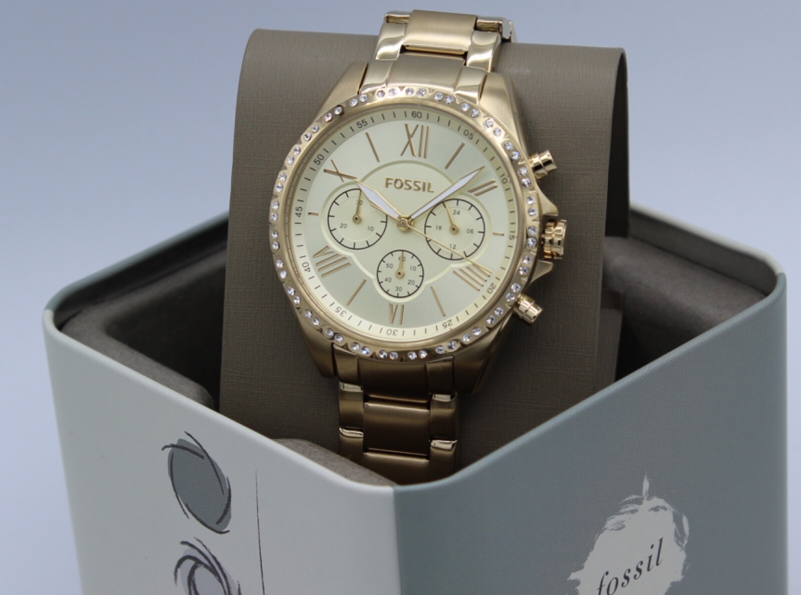 Fossil Modern Courier Crystals Chrono Gold Women’s BQ3378 Watch