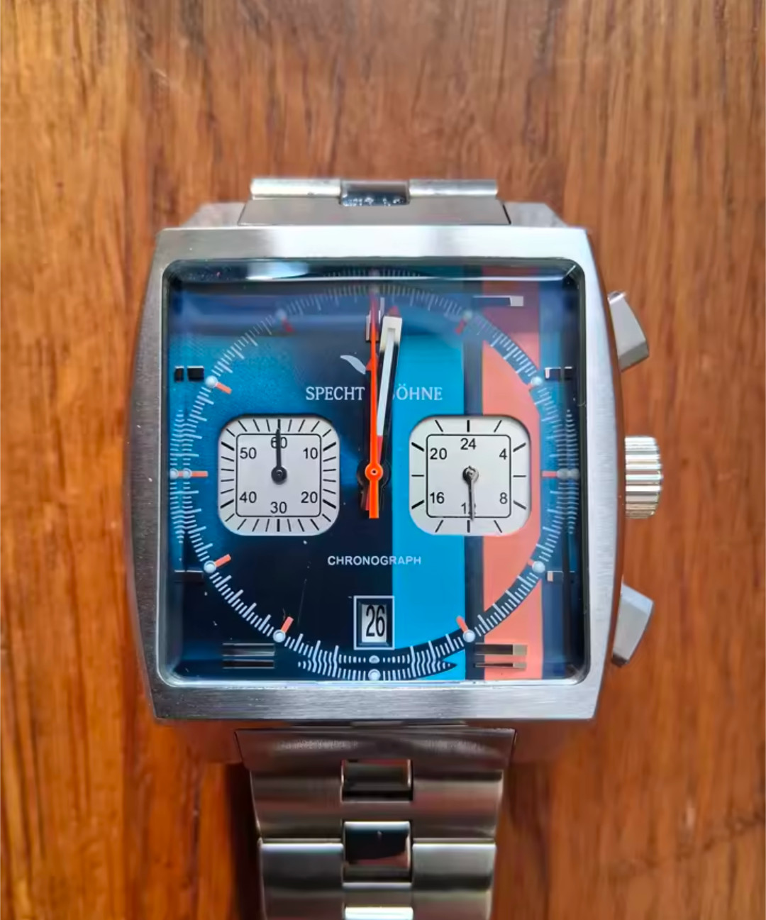 New Specht & Sohne blue chronograph watch mens mecha-quartz with Seiko mechanism