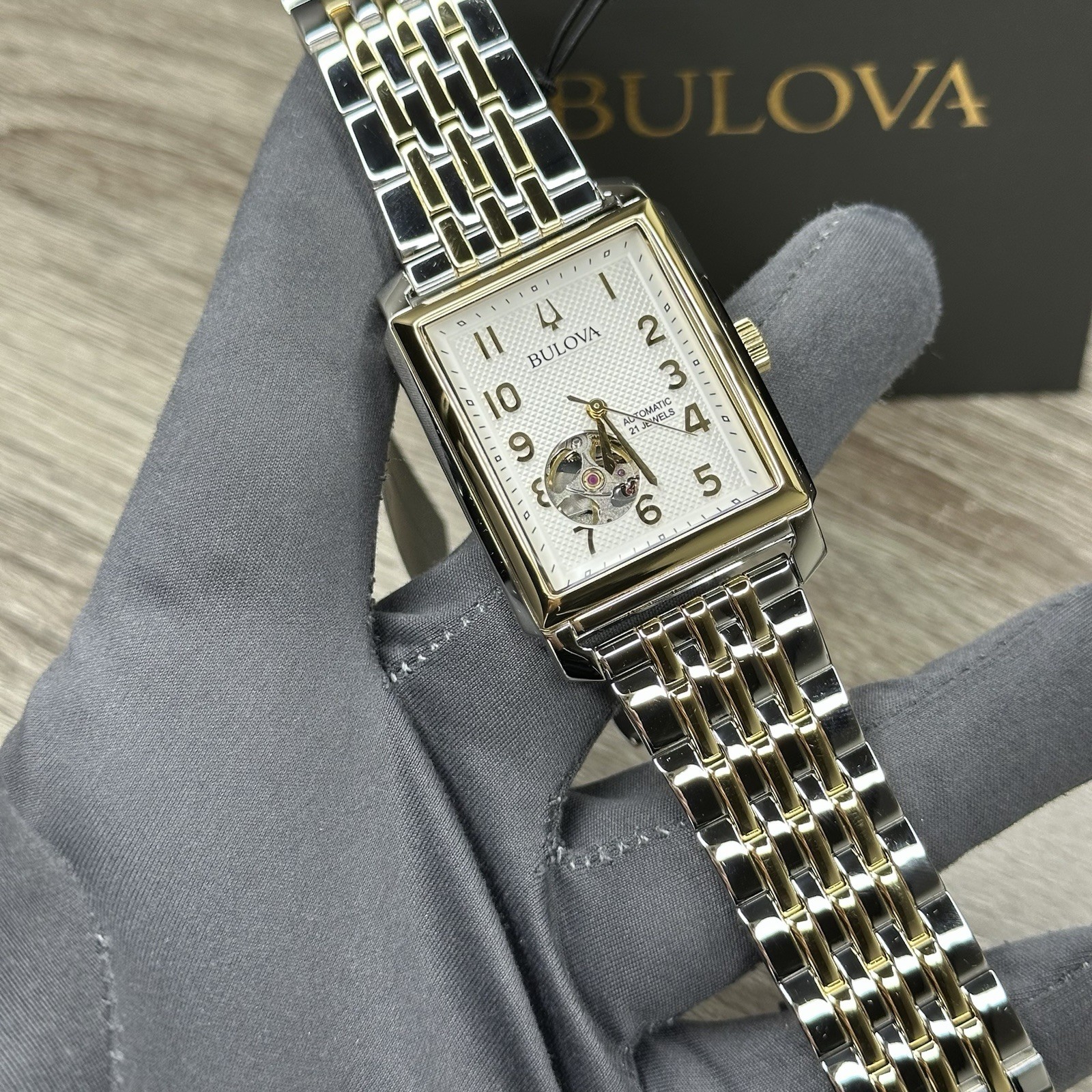 NEW✅AUTOMATIC✅ Bulova Sutton Rectangle Two-Tone 33mm Men’s Watch 98A308 $595