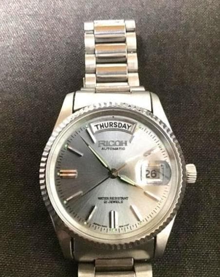 Ricoh 1960s Automatic Wristwatch SS 21J Day-Date Finned Bezel Unused