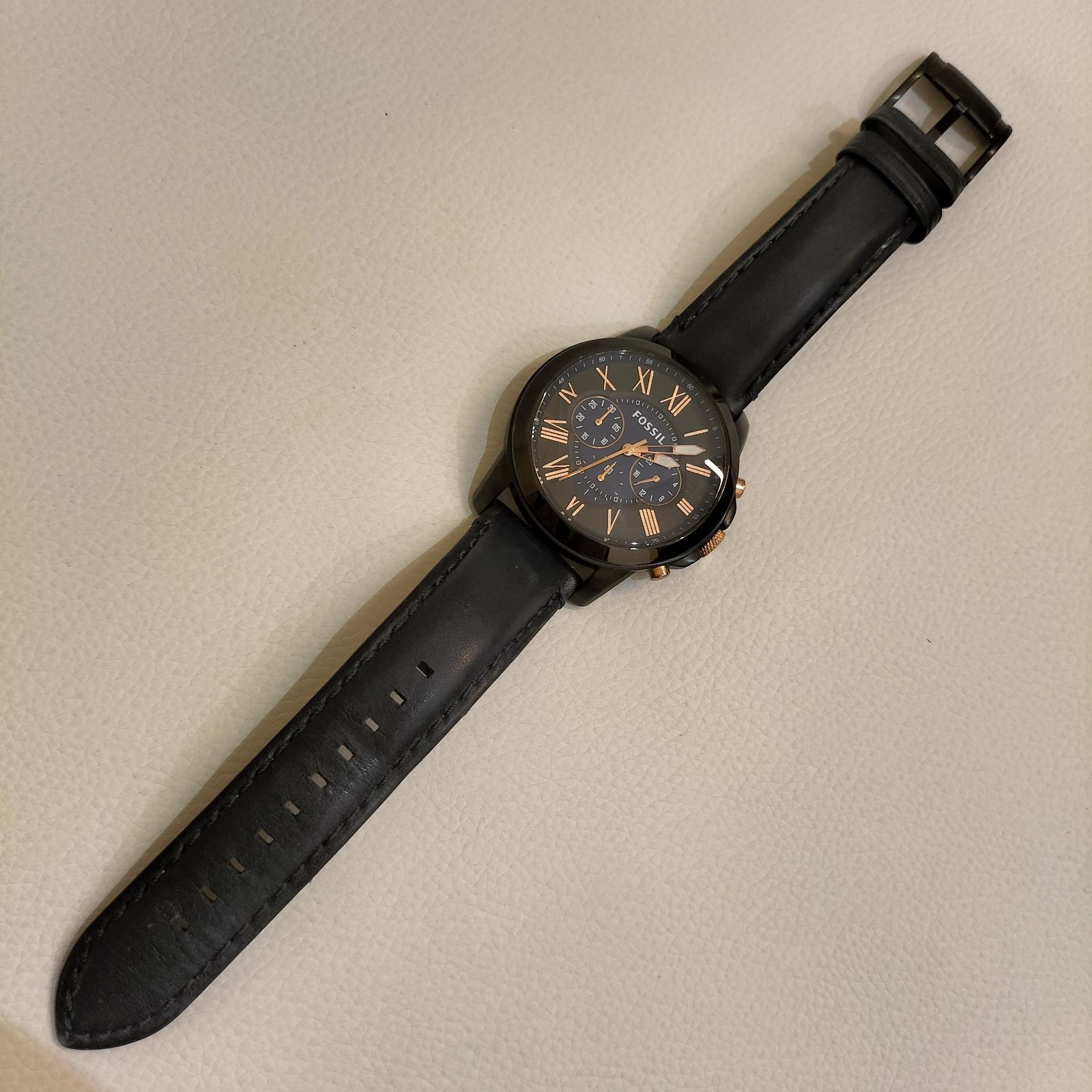 FOSSIL GRANT FS5061 Navy Leather Chronograph [Unused / New Battery]