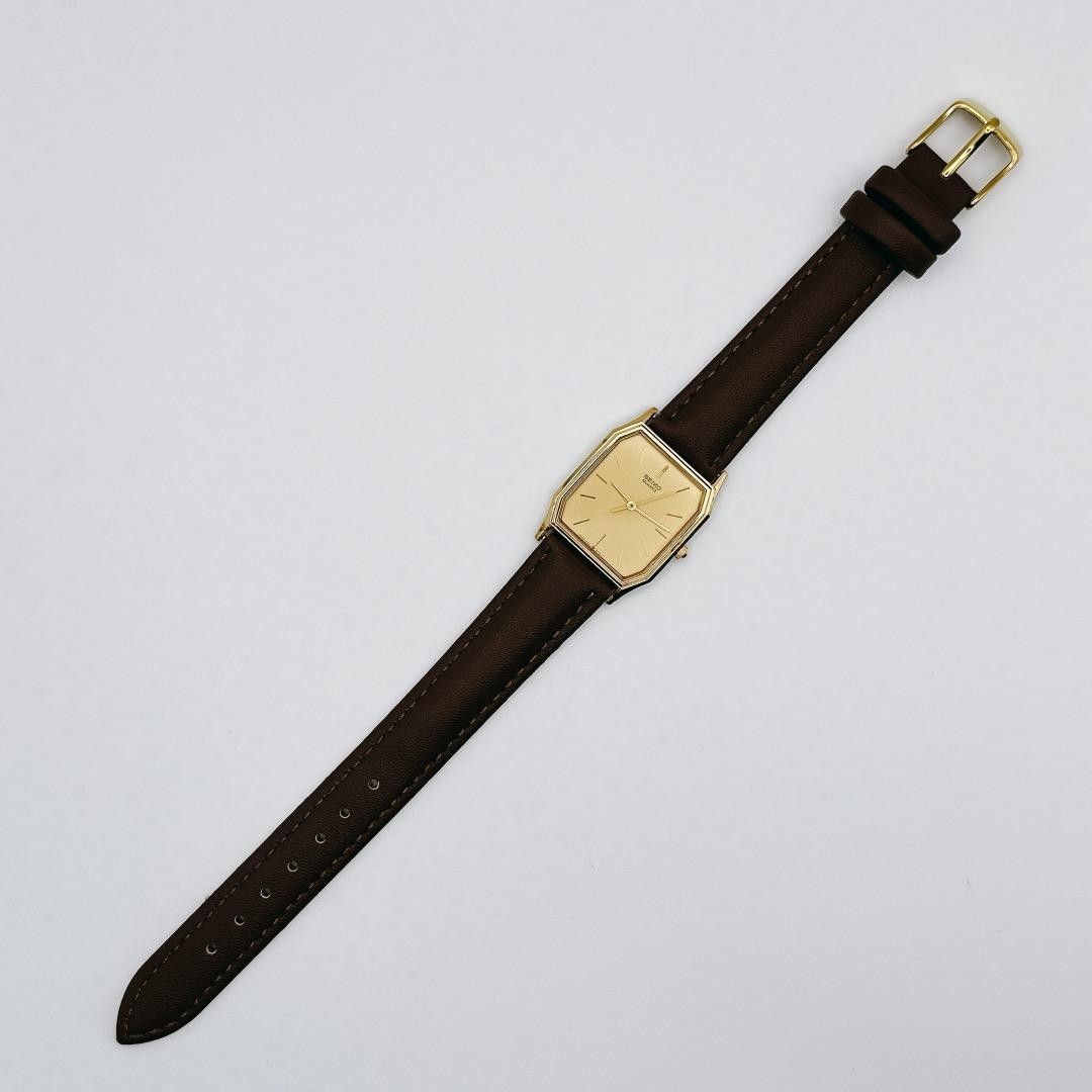 Slim Working Battery Strap Replacement SEIKO Men s Wristwatch Octagon Gold