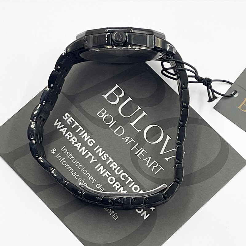 Bulova Men’s New 96C134 Crystal Octava Quartz Watch Silver Black Dial 41.5mm