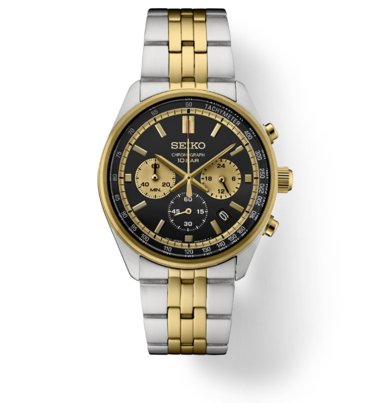 Seiko Essentials SSB430 Black Dial with Gold Accents 10 ATM 41.5mm Men’s Watch