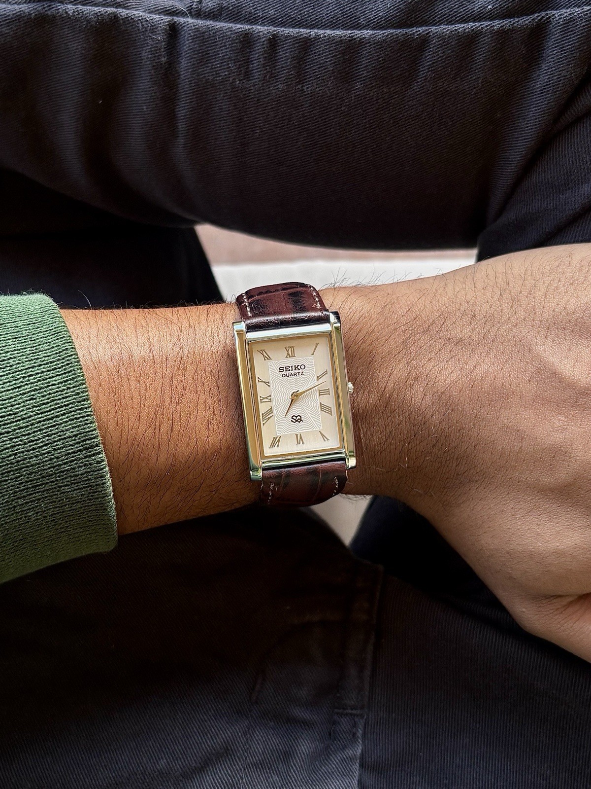 Vintage Seiko Quartz Tank Watch | Roman Dial | Ultra Slim