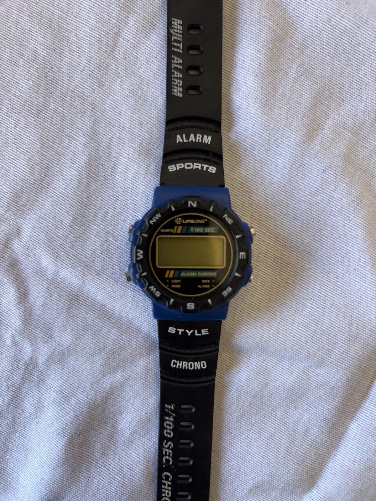 Lifelong Quartz Digital Alarm Chronograph 100m Sports Watch Blue/Black Rubber