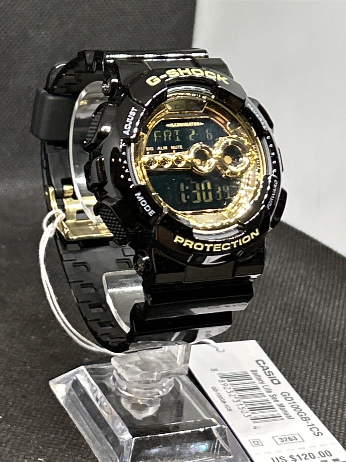 CASIO G-SHOCK GD-100GB-1 CS BLACK GOLD SHOCK WATER RESISTANT WATCH BRAND NEW