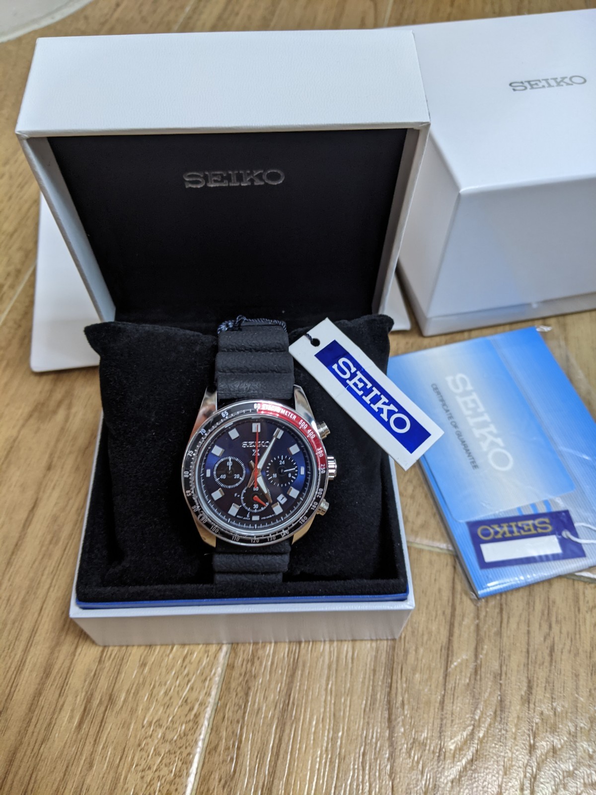 Seiko Prospex Speedtimer V192-0AH0 Solar Chronograph Blue Panda Full Set