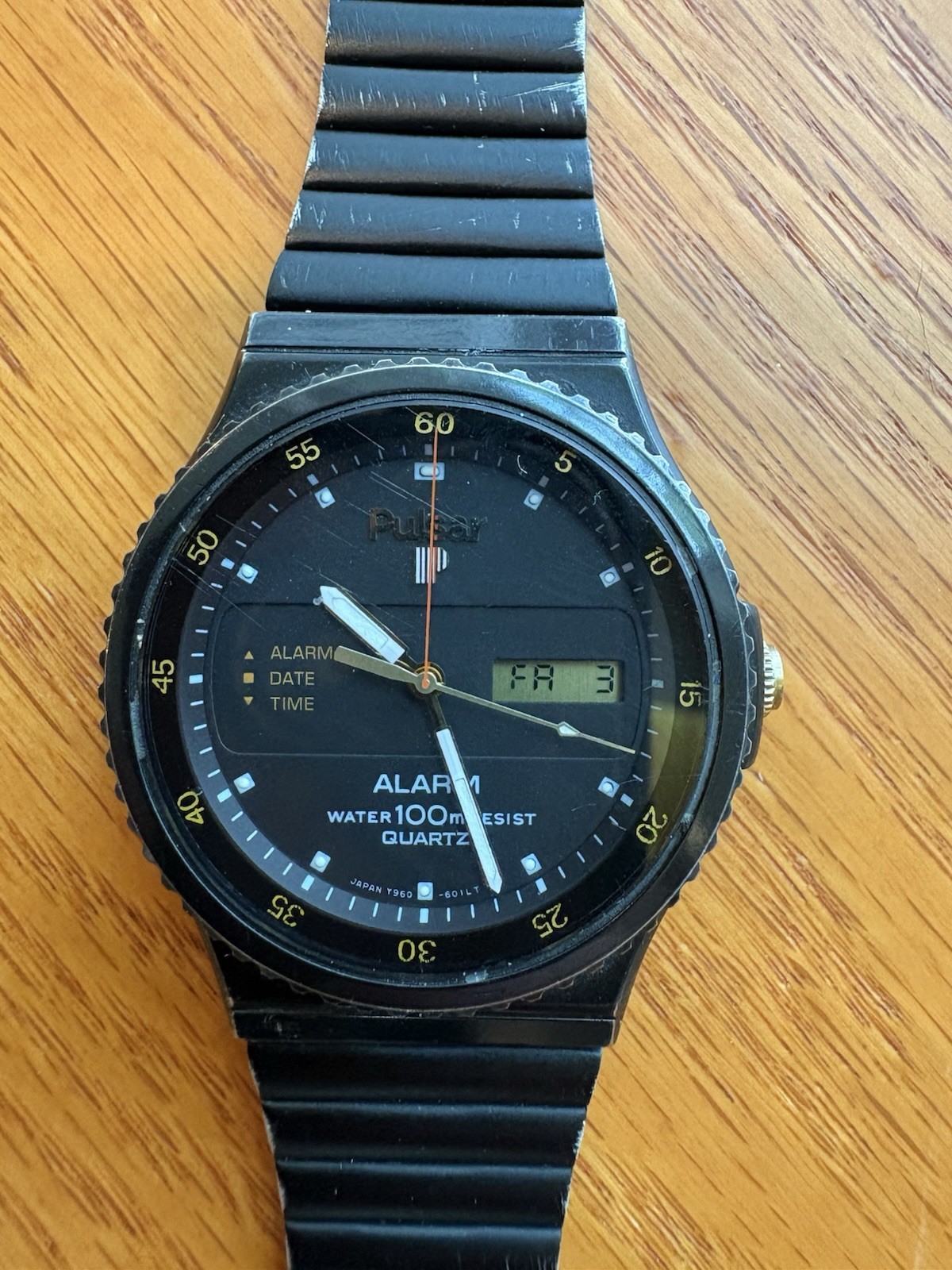 Pulsar Y960-6012, Analog-Digital, Alarm, Dual time, awesome looking!