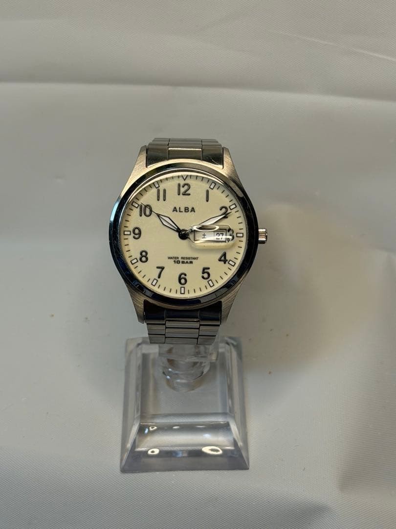 NEW battery Vintage Seiko ALBA VJ33KPBD Men’s Cream Dial Used