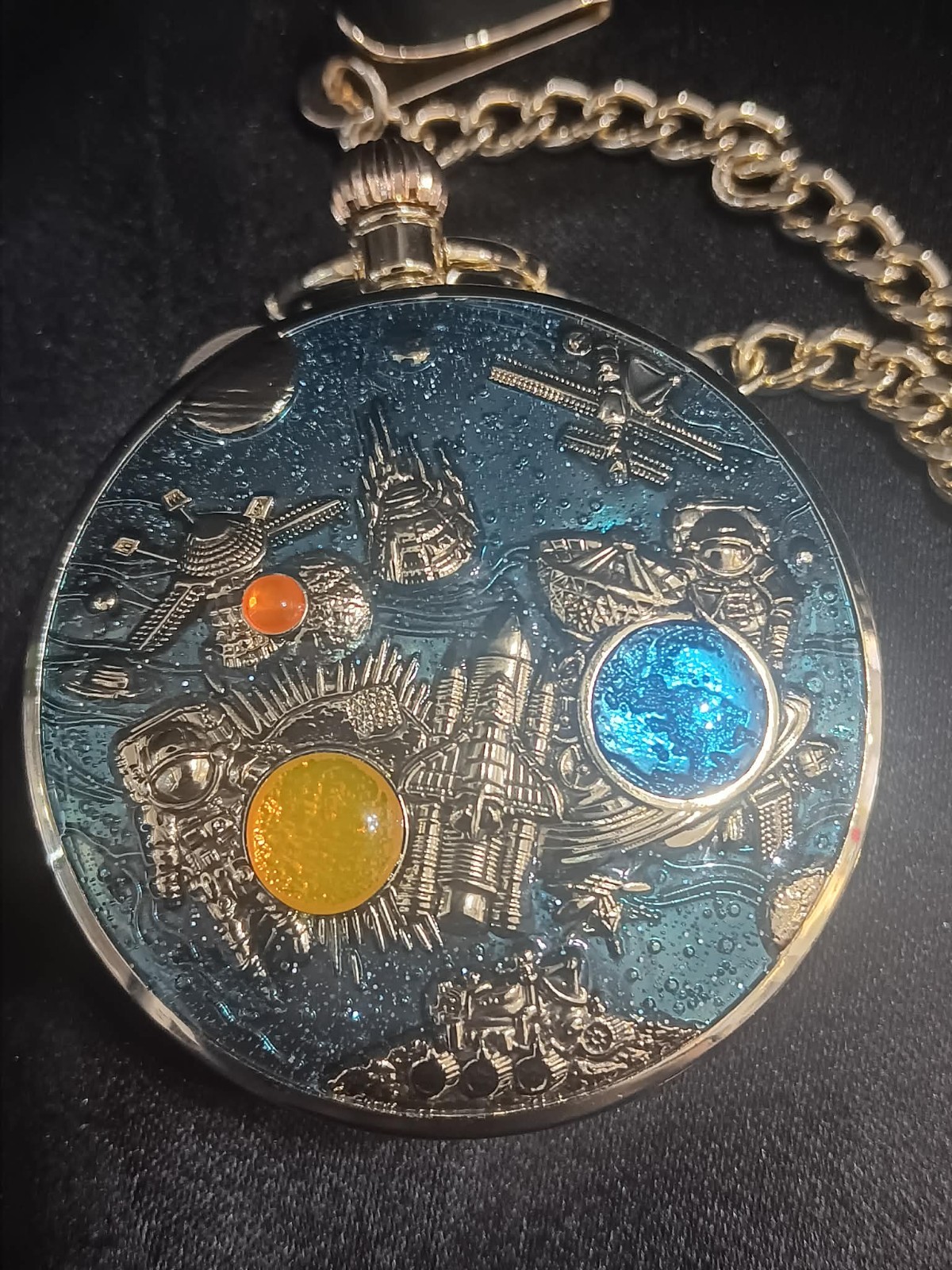 Space Exploration Mechanical Musical Pocket Watch Time Machine