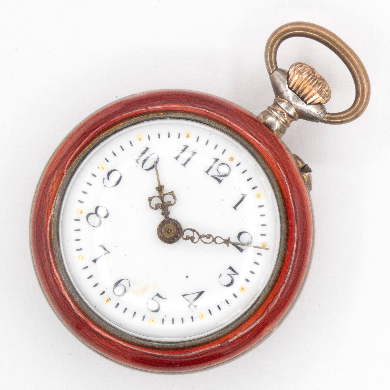 Unsigned 29.4 x 40.9 mm Enamel & .800 Silver Antique Pocket Watch, Floral Motif